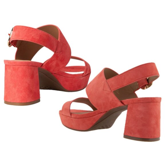 Aerosoles Camera Round-Toe Ankle-Strap Platform Sandals (Coral Suede) - Picture 2 of 16